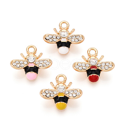 Alloy Rhinestone and Enamel Pendants PALLOY-T092-41G-1