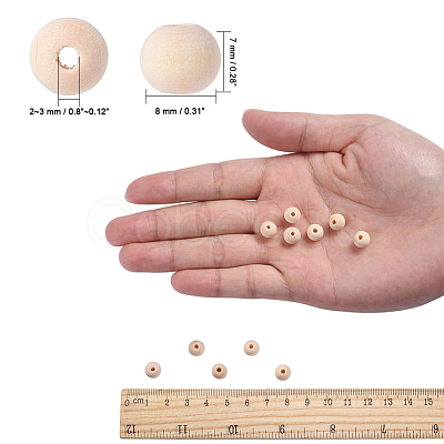 Round Unfinished Wood Beads X-WOOD-Q008-8mm-LF-1