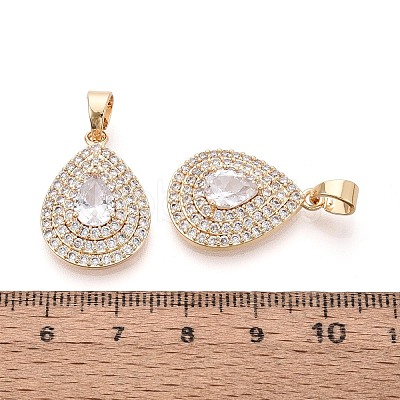 Brass Pave Clear Cubic Zirconia Pendants KK-T081-05G-1