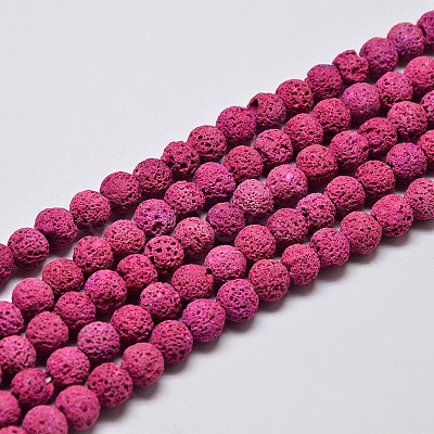 Natural Lava Rock Round Bead Strands X-G-I124-6mm-05-1