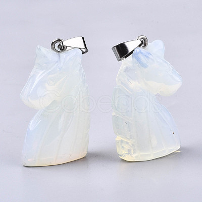 Carved Opalite Pendants G-N0327-002N-1