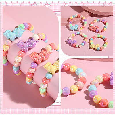 120Pcs 8 Colors Opaque Acrylic Beads MACR-PA0001-12-1