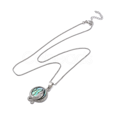 Rack Plating Natural Paua Shell Pendants Necklace NJEW-B104-01C-01P-1