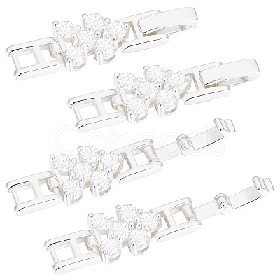 6Pcs Rack Plating Brass Micro Pave Clear Cubic Zirconia Fold Over Clasps KK-BBC0014-96-1
