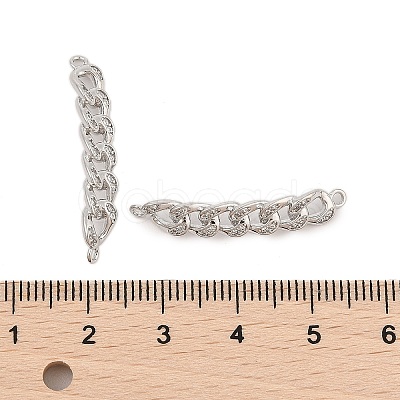 Brass Micro Pave Clear Cubic Zirconia Connector Charms KK-L223-016P-1