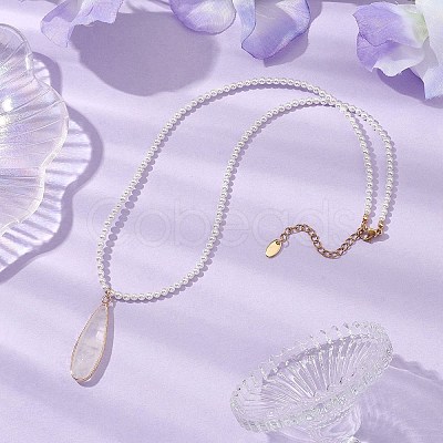 Shell Pearl Beaded Necklaces for Women NJEW-JN04980-1