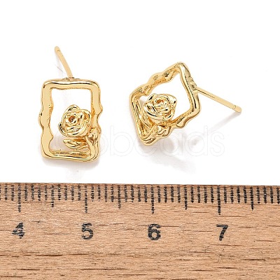 Brass Stud Earrings LS-EJEW-G432-01G-1