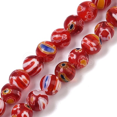 Handmade Millefiori Lampwork Beads Strands LAMP-G166-10A-1