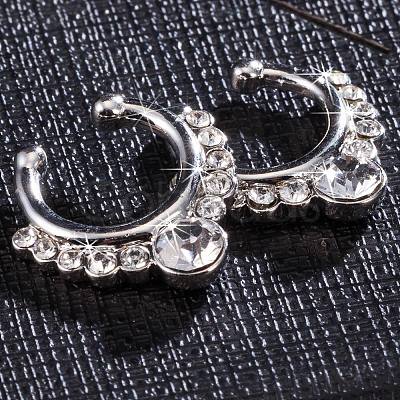 Personality Brass Cubic Zirconia Clip-on Nose Septum Rings AJEW-EE0002-001P-01-1