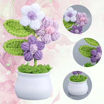 1Pc Hand Knitted Potted Plants Crochet Flower DJEW-SC0001-15A-1