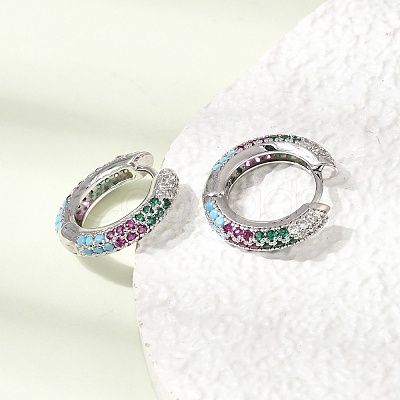 Brass Micro Pave Cubic Zirconia Hoop Earrings KK-CBA8324-24P-03-1