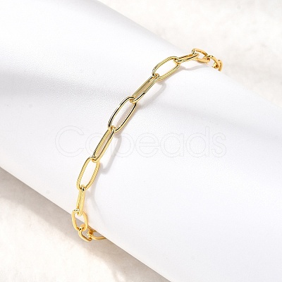3.5MM Brass Paperclip Chain Bracelets BJEW-P358-01G-1
