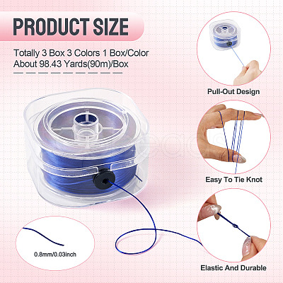 3 Boxes 3 Colors Flat Elastic Crystal String EW-TA0001-12B-1