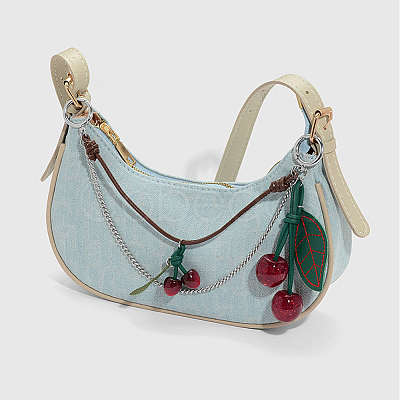 1Pc Zinc Alloy with Resin and PU Leather Dark Red Cherry Purse Decorative Chains AJEW-SC0002-99A-1