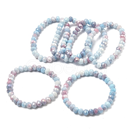 AB Color Faceted Rondelle Glass Beaded Stretch Bracelets for Women BJEW-PH01820-10-1