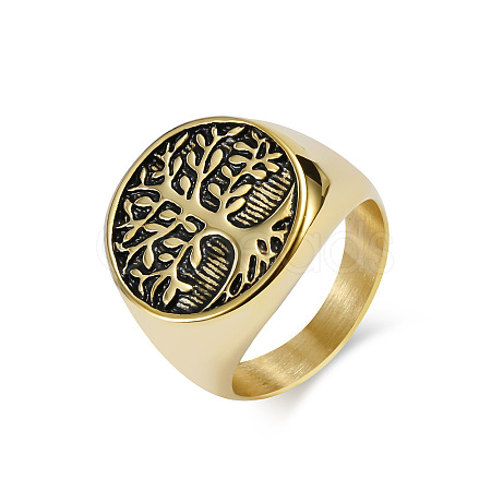 Retro Titanium Steel Tree of Life Finger Ring FIND-PW0020-06C-AG-1