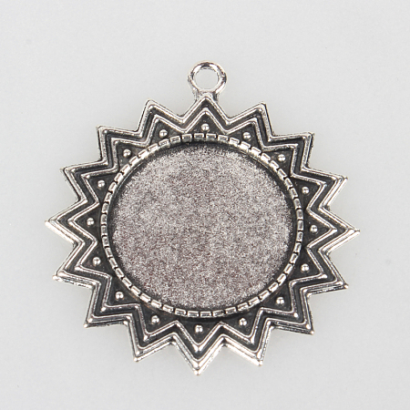 Tibetan Style Alloy Sun Pendant Cabochon Settings TIBEP-N003-70AS-1