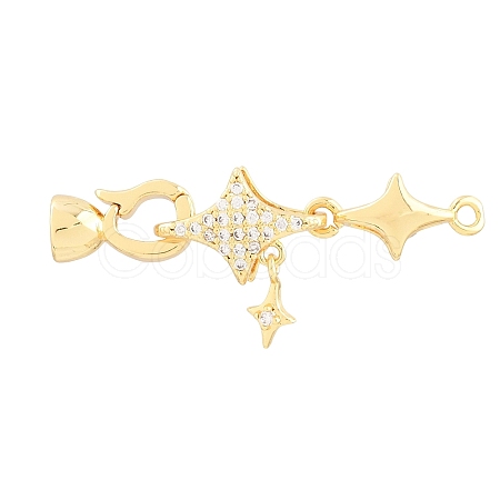 Brass Micro Pave Clear Cubic Zirconia Fold Oval Clasp KK-CBABC34-10G-1