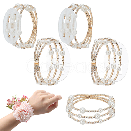 5Pcs Alloy Rhinestone Multi-strand Bangles for Women BJEW-WR0001-03G-1