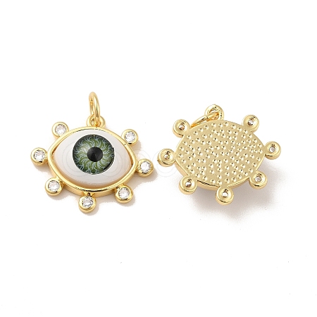 Brass Micro Pave Clear Cubic Zirconia Pendants ZIRC-E006-04G-05-1
