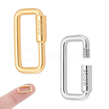 2Pcs 2 Colors 925 Sterling Silver Screw Carabiner Lock Charms STER-NB0001-21-1