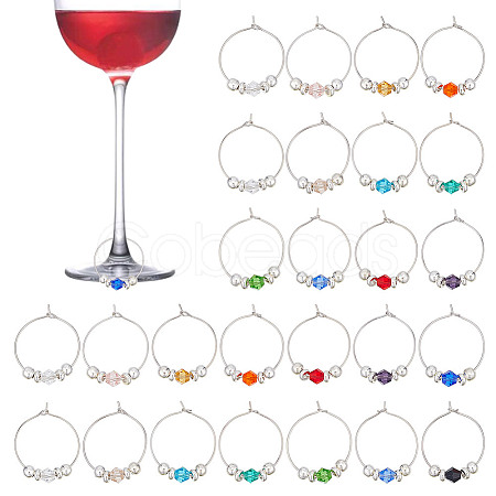 28Pcs 14 Colors Bicone Glass Wine Glass Charms AJEW-HY00010-1