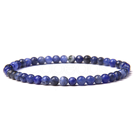 4mm Round Natural Sodalite Beads Bracelet for Men KG3069-26-1