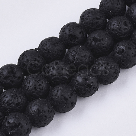 Spray Painted Natural Lava Rock Beads Strands G-N0324-B-01-1
