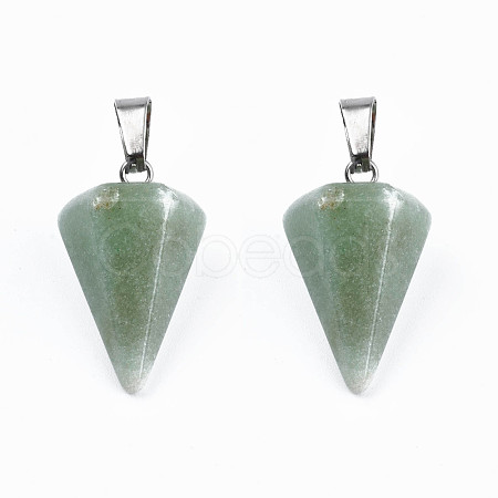 Cone/Spike/Pendulum Natural Green Aventurine Stone Pendants G-R278-79-1