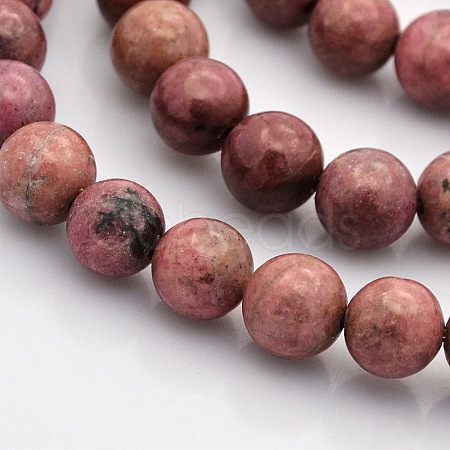 Round Natural Rhodonite Beads Strands G-N0120-35-8mm-1