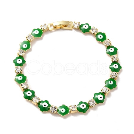 Rack Plating Iron Clover & Square Link Chains Bracelet BJEW-I300-08G-1
