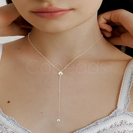 1Pc Stainless Steel Cable Chains Lariat Necklace NJEW-LP0004-29G-1