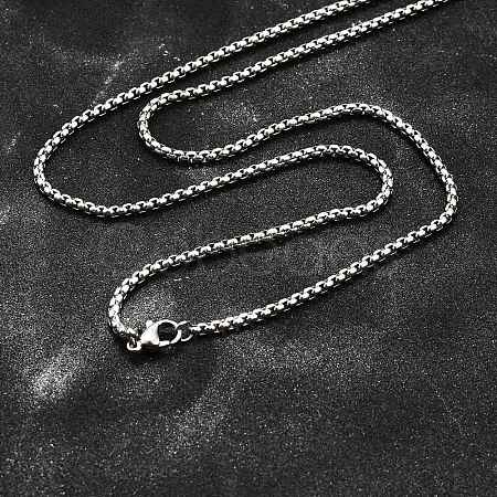 Tarnish Resistant 304 Stainless Steel Box Chain Necklaces NJEW-P244-01P-1
