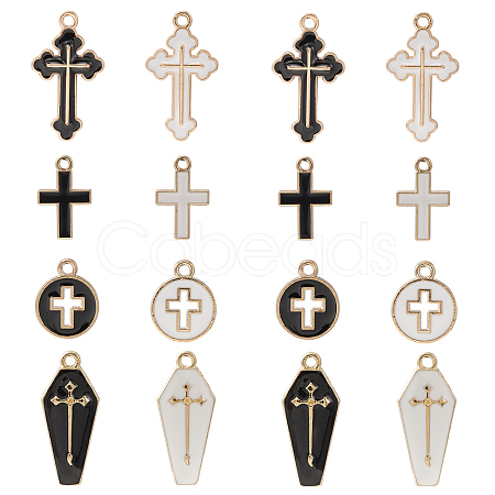 40Pcs 8 Styles Alloy Enamel Pendants ENAM-CJ0005-20-1