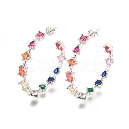 Brass Cubic Zirconia Stud Earrings EJEW-P183-04P-1