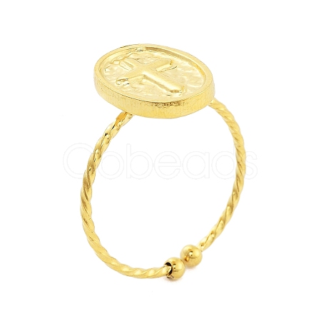 Real 18K Gold Plated 304 Stainless Steel Open Cuff Rings for Women RJEW-B061-02G-07-1