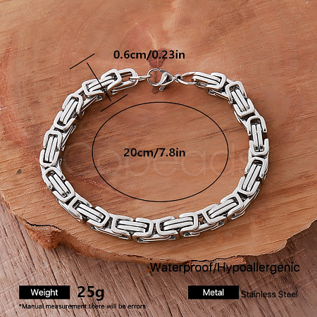 Vintage 6MM 304 Stainless Steel Byzantine Chain Bracelets for Men KW8643-3-1