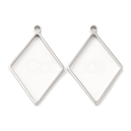 Non-Tarnish 304 Stainless Steel Open Back Bezel Rhombus Pendants STAS-Z040-02B-P-1