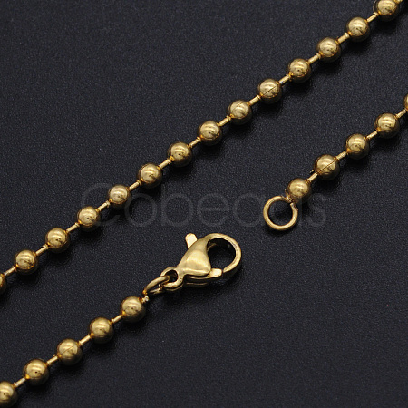 Ion Plating(IP) Unisex 304 Stainless Steel Ball Chain Necklaces NJEW-T012-05-56-G-1