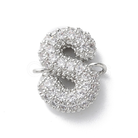 Brass Micro Pave Cubic Zirconia Letter Links KK-I717-04S-P-1