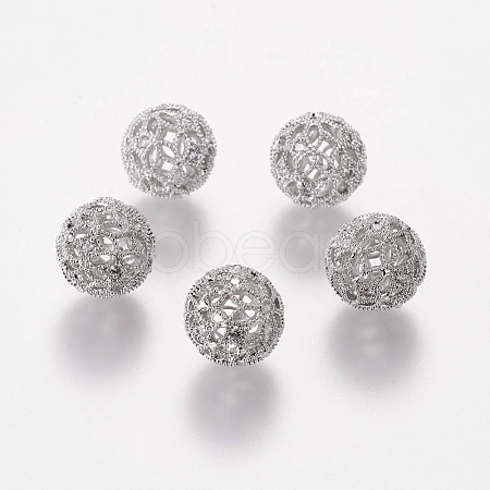 Brass Cubic Zirconia Beads ZIRC-D011-50P-1