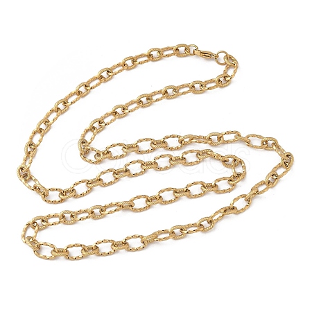 Unisex 304 Stainless Steel Textured Cable Chain Necklaces STAS-L127-01G-1