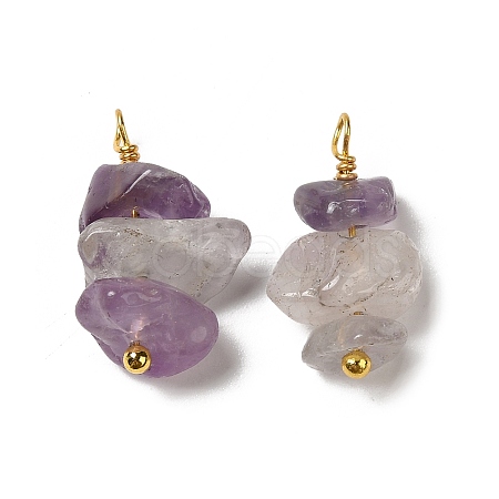 Natural Amethyst Pendants KK-P242-31G-10-1