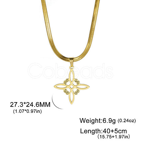 Witch Knot 304 Stainless Steel Hollow Pendant Necklaces for Women FS-WGCB0A9-07-1