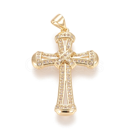 Brass Micro Pave Cubic Zirconia Pendants KK-M210-01G-1