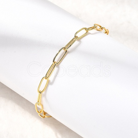 3.5MM Brass Paperclip Chain Bracelets BJEW-P358-01G-1