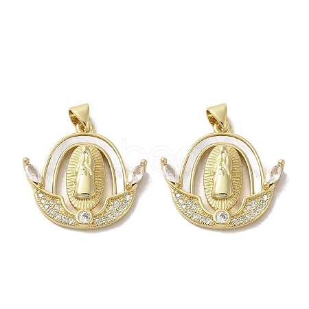 Brass Micro Pave Clear Cubic Zirconia Pendants KK-I708-03F-G-1