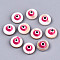 Natural Freshwater Shell Beads, with Enamel, Flat Round with Evil Eye, Deep Pink, 9x4.5mm, Hole: 0.8mm