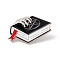 Skull and Book Enamel Pin, Gothic Alloy Badge for Teachers' Day, Planinum, Black, 29.2x26.1x1.5mm