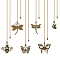 6Pcs 6 Style Insect Theme Tibetan Style Alloy Ceiling Fan Pull Chain Extenders, with Iron Ball Chain, Dragonfly/Butterfly/Bees, Antique Bronze, 342~370mm, 1pc/style